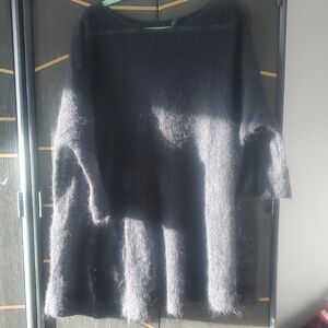 Sarah Pacini Charcoal, Black  Off-the-Shoulder Sweater Onesize